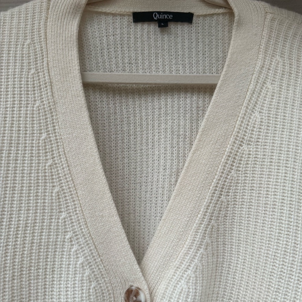 Quince Mongolian Cashmere Fisherman Boxy Cropped Cardigan Sweater - Picture 14 of 16